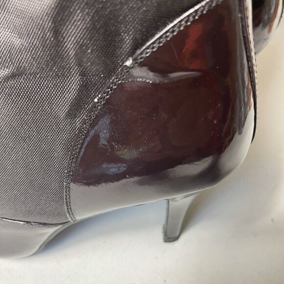 Herstyle brown lace up boots heels nylon and faux leather size 10 - Picture 10 of 12